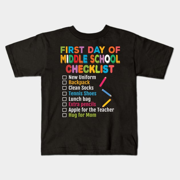 First Day of Middle School Teacher Student Back to School 2019 Kids T-Shirt by BestSellerDesign